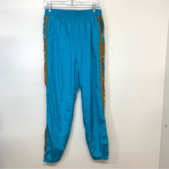 Vintage 80s Nylon Track Pants Woman Medium  Pull On Pockets Lined‎ Zip Cuff Blue - Picture 1 of 10